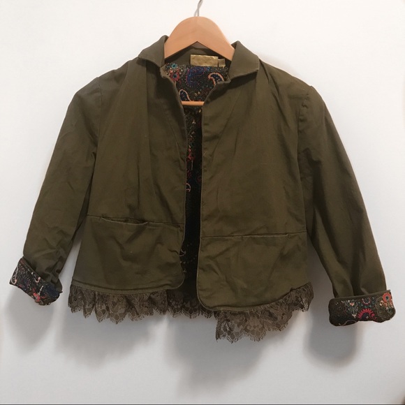Princess Vera Wang Olive Military Lace Blazer-M - Picture 1 of 7